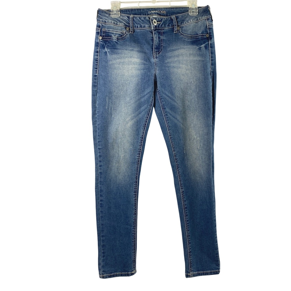 Maurices Jeans Womens M-S 31" W Skinny Distressed Medium Wash Denim Stretch